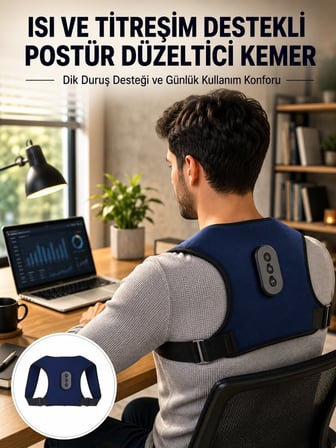 Postür Düzeltici Masaj Kemeri Titreşim Isıtma ve Destek Sistemi Yeni Nesil