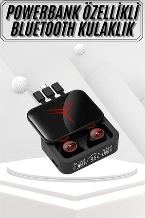 Kablosuz Bluetooth Kulaklık Powerbank Özellikli Göstergeli Hd Mikrofon