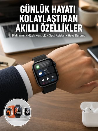 Yeni Nesil Akıllı Saat Müzik Dinleme Bildirim Görme Sesli Asistan Desteği Yeni 