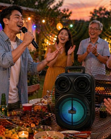 RGB Işıklı Bluetooth Karaoke Hoparlör Mikrofonlu USB TF Kart Destekli Taşınabi