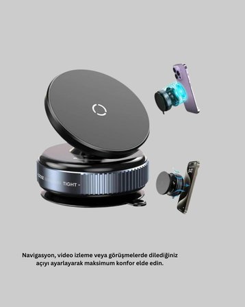Araç İçi Manyetik Telefon Tutucu 360° Döner Vakumlu Stand