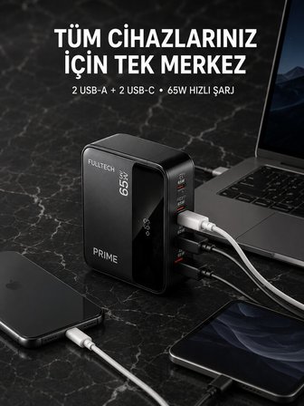 4 Portlu GaN Masaüstü Hızlı Şarj İstasyonu
