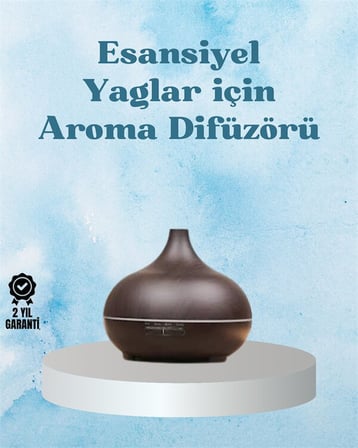 Sessiz Çalışan Aromaterapi Difüzörü – 4 Zaman Ayarlı 7 Renkli Işık Seçen