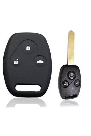 Honda Civic Fd6 Crv Accord Uyumlu 3 Tuşlu Silikon Anahtar Koruma Kılıfı Siyah Renk