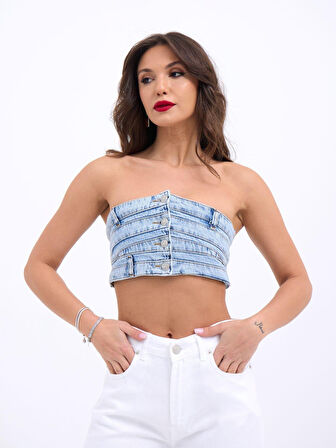 6817 KOT CROP-MAVİ