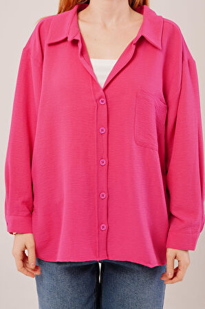 Basic Oversize Fuşya Gömlek