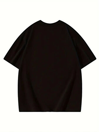 Thousand Baskılı Oversize Bisiklet Yaka T-shirt - Siyah