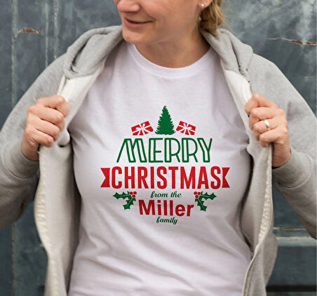 MERRY CHRISTMAS From The Miller Baskılı T-shirt - Beyaz