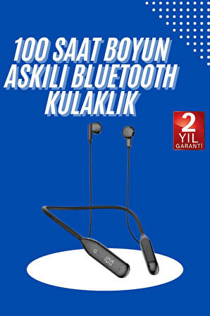 60 Saat Kablolu Boyun Askılı Dijital Göstergeli Bluetooth Kulaklık