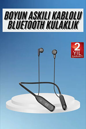 60 Saat Kablolu Boyun Askılı Dijital Göstergeli Bluetooth Kulaklığı