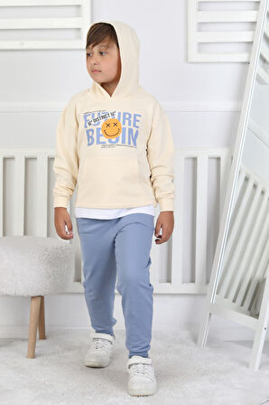 İSOBGİV Future Begın Baskılı Kapşonlu %100 Pamuk 2ip Erkek Çocuk Eşofman Takımı 2-6 Yaş 24052