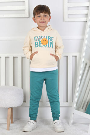 İSOBGİV Future Begın Baskılı Kapşonlu %100 Pamuk 2ip Erkek Çocuk Eşofman Takımı 2-6 Yaş 24052