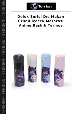 Delux Serisi Dış Mekan Ürünü İçecek Matarası Anime Baskılı Termos