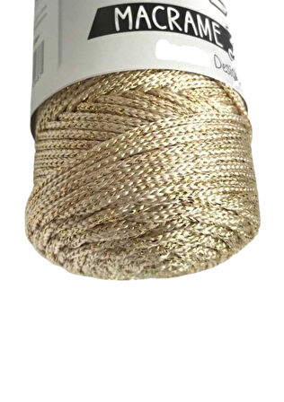 Makrome İpi 3mm Polyester Krem Simli