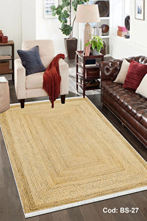 Pamuk Dokuma Taban Kaymaz Yıkanabilir Sisal Desenli  Salon Halısı Mutfak Halısı Koridor Halısı