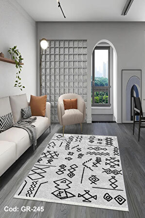 Pamuk Dokuma Taban Kaymaz Yıkanabilir İskandinav  Desenli  Salon Halısı Mutfak Halısı Koridor Halısı