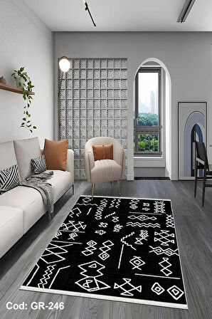 Pamuk Dokuma Taban Kaymaz Yıkanabilir İskandinav  Desenli  Salon Halısı Mutfak Halısı Koridor Halısı