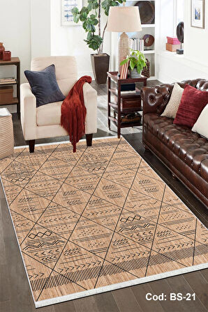 Pamuk Dokuma Taban Kaymaz Yıkanabilir İskandinav  Desenli  Salon Halısı Mutfak Halısı Koridor Halısı