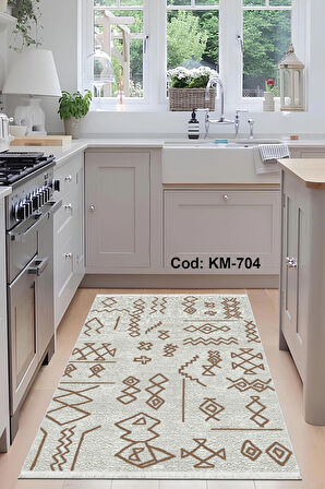Pamuk Dokuma Taban Kaymaz Yıkanabilir İskandinav  Desenli  Salon Halısı Mutfak Halısı Koridor Halısı