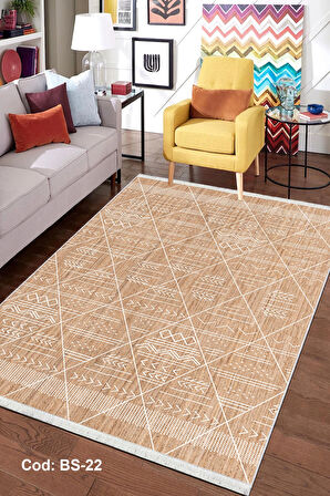 Pamuk Dokuma Taban Kaymaz Yıkanabilir İskandinav  Desenli  Salon Halısı Mutfak Halısı Koridor Halısı