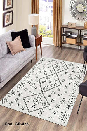 Pamuk Dokuma Taban Kaymaz Yıkanabilir İskandinav  Desenli  Salon Halısı Mutfak Halısı Koridor Halısı