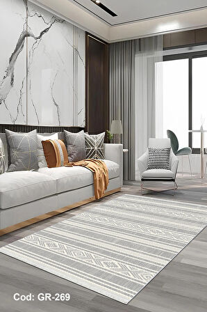 Pamuk Dokuma Taban Kaymaz Yıkanabilir İskandinav  Desenli  Salon Halısı Mutfak Halısı Koridor Halısı