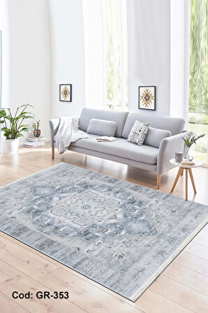 Pamuk Dokuma Taban Kaymaz Yıkanabilir Vintage  Desenli  Salon Halısı Mutfak Halısı Koridor Halısı