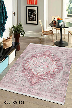 Pamuk Dokuma Taban Kaymaz Yıkanabilir Vintage  Desenli  Salon Halısı Mutfak Halısı Koridor Halısı