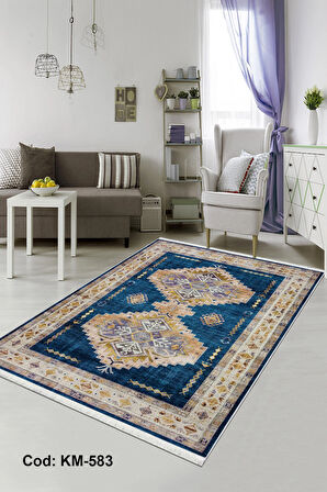 Pamuk Dokuma Taban Kaymaz Yıkanabilir Vintage  Desenli  Salon Halısı Mutfak Halısı Koridor Halısı