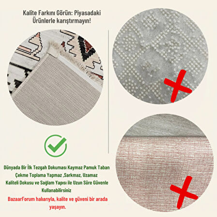 Pamuk Dokuma Taban Kaymaz Yıkanabilir Vintage  Desenli  Salon Halısı Mutfak Halısı Koridor Halısı