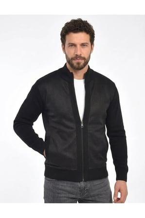 FERMUARLI DERİ AKSESUARLI ERKEK MONT
