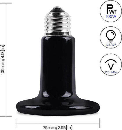 6 Adet 75 Watt Seramik Isıtıcı Ampul