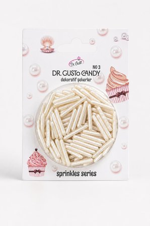 Dr. Gusto İnci Beyazı Spagetti Çubuk Pasta Süsleme Şekeri