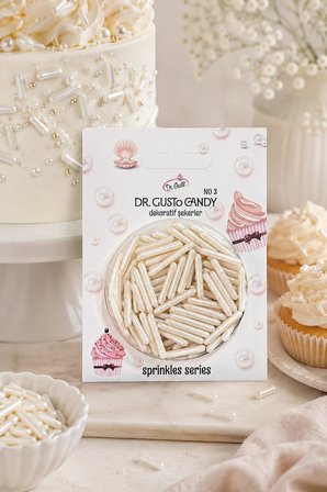 Dr. Gusto İnci Beyazı Spagetti Çubuk Pasta Süsleme Şekeri
