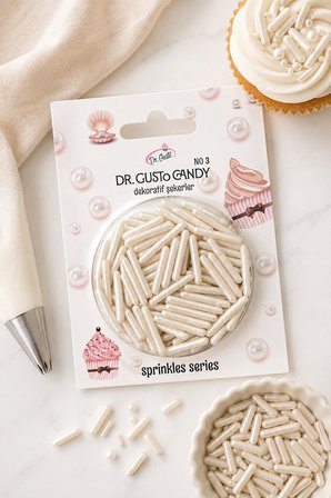 Dr. Gusto İnci Beyazı Spagetti Çubuk Pasta Süsleme Şekeri