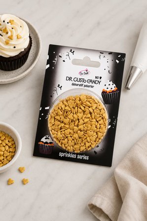 Dr. Gusto Altın Kalp Konfeti Pasta Süsleme Şekeri