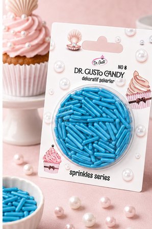 Dr. Gusto Mavi Çubuk Spagetti Şekilli Pasta Süsleme Şekeri
