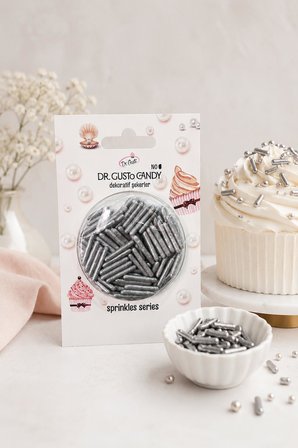 Dr. Gusto Gümüş Spagetti Çubuk Pasta Süsleme Şekeri