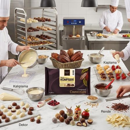 Callei Chocolate Beyaz Konfiseri Kokolin Blok 2,5 KG – Pasta, Tatlı ve Dekor Kaplamaları İçin Yoğun Beyaz Kokolin