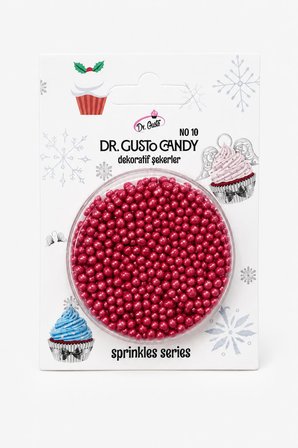 Dr. Gusto 2 mm Kırmızı Boncuk Pasta Süsleme Şekeri – Minik Dekor Şekeri