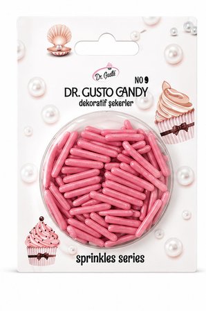 Dr. Gusto Pembe Çubuk Spagetti Şekilli Pasta Süsleme Şekeri