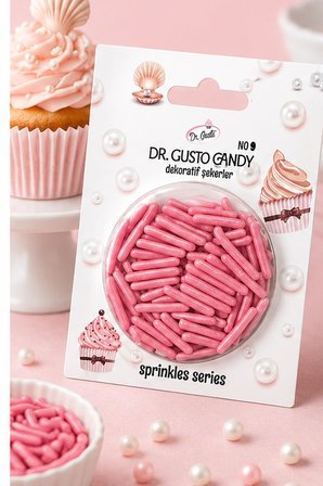 Dr. Gusto Pembe Çubuk Spagetti Şekilli Pasta Süsleme Şekeri