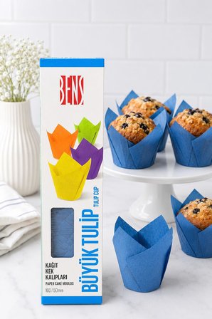 Kademeli Tulip Mavi Muffin Kapsülü 200 Adet