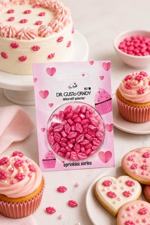 Dr. Gusto Pembe Dudak Şekilli Pasta Süsleme Şekeri