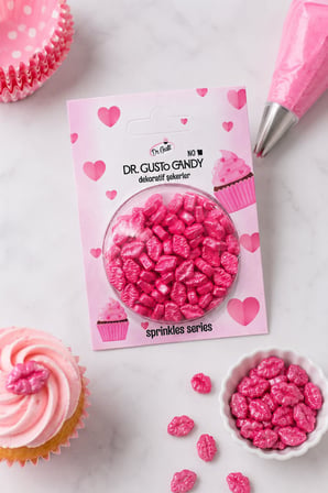 Dr. Gusto Pembe Dudak Şekilli Pasta Süsleme Şekeri