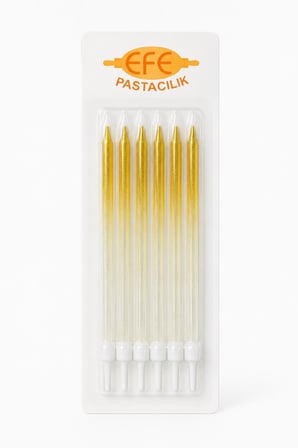 Metalik Beyaz Gold Uzun Pasta Mumu 17 Cm