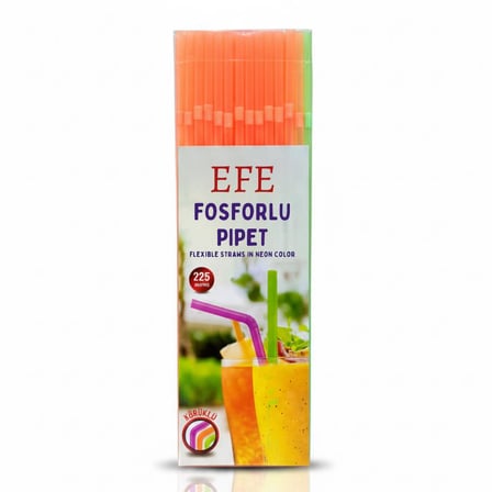 Fosforlu Pipet 24 cm – 225’li Karışık Renk | Kafe Tipi Renkli Uzun Pipet