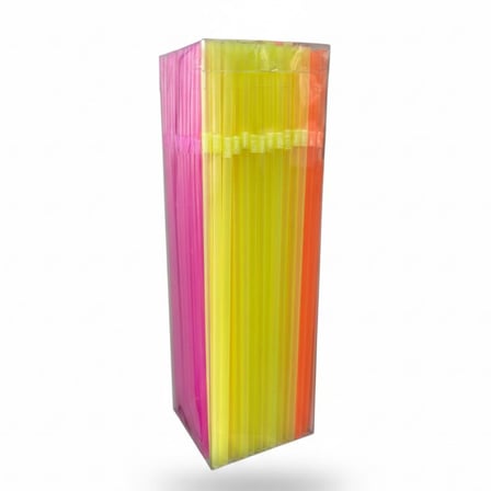 Fosforlu Pipet 24 cm – 225’li Karışık Renk | Kafe Tipi Renkli Uzun Pipet