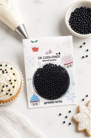 Dr. Gusto 2 mm Siyah Boncuk Pasta Süsleme Şekeri