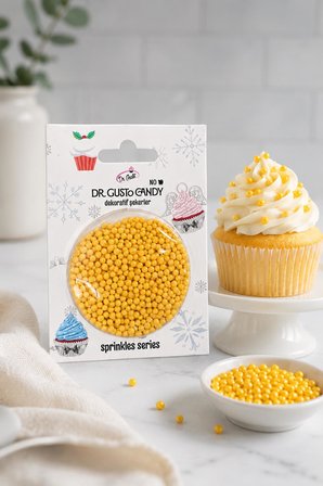 Dr. Gusto 2 mm Sarı Boncuk Pasta Süsleme Şekeri